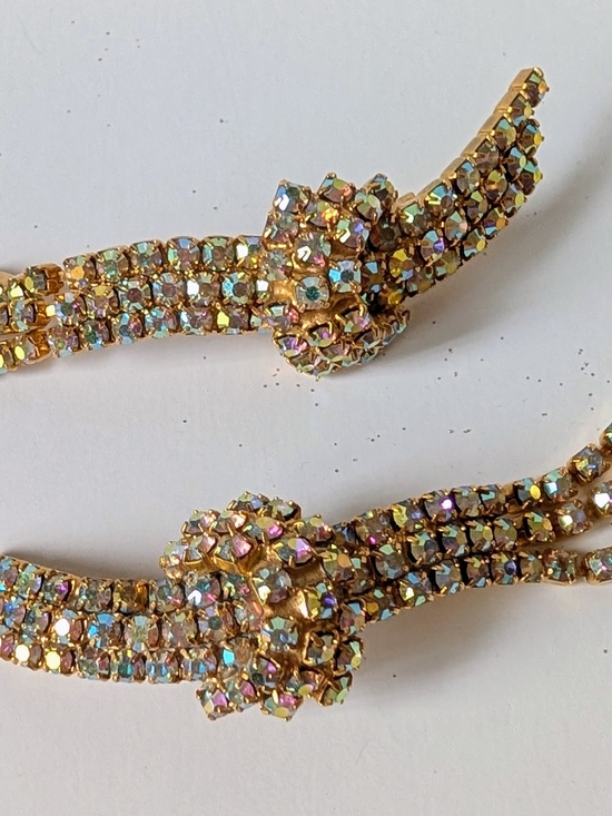 Accessories - Vintage Aurora Borealis Rhinestone Gold-Tone Ribbon shoe clips